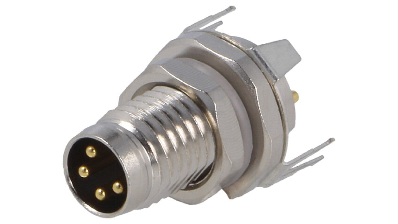 Złącze okrągłe M8 męskie proste montaż THT 4-PIN 30V T4040034041-000