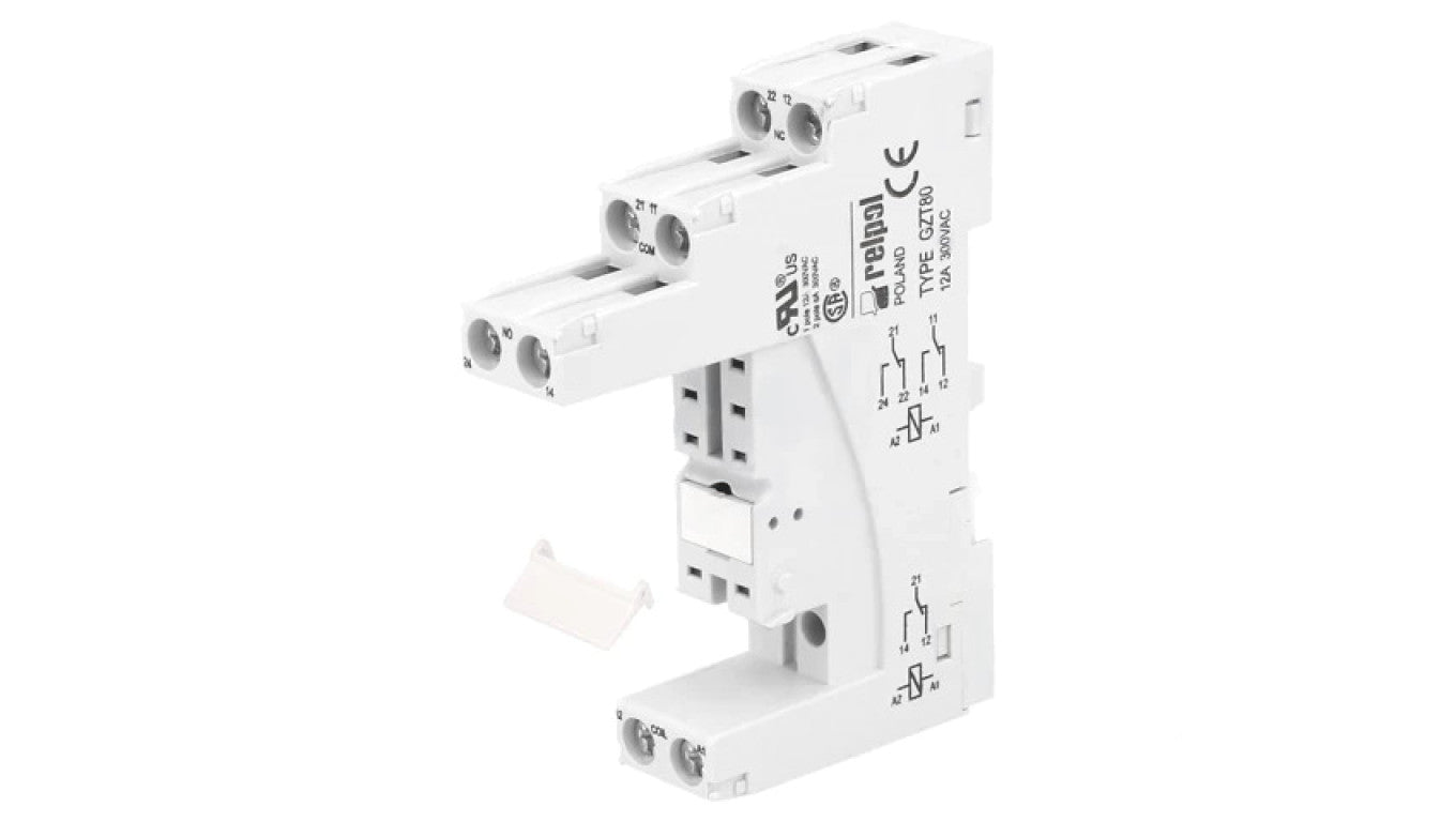 Podstawka PIN: 8 12A 300VAC na panel,na szynę DIN -40...70C GZT80