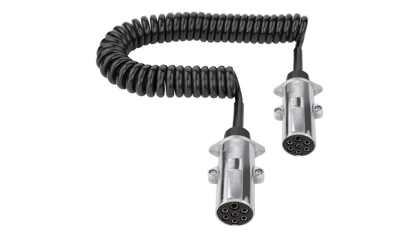 Przewód spiralny QLY-s kabel do naczepy zakończony metalowymi wtykami 7-pin typu N 24V 4,5m