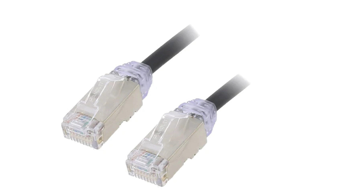 Patch cord F/UTP,TX6A-28™ 6a drut Cu LSZH czarny 1m 28AWG STP28X1MBL