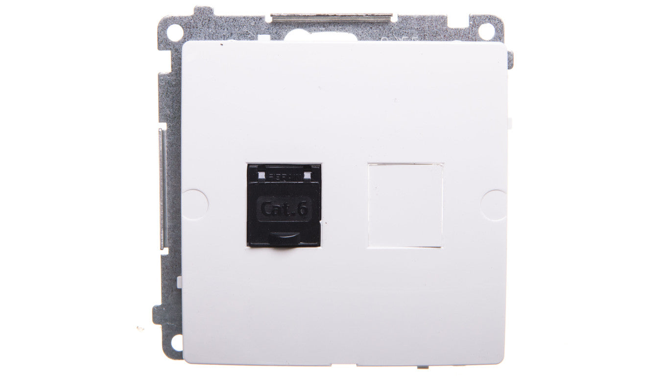 Simon Basic Gniazdo komputerowe pojedyncze RJ45 kat.6 z przesłoną białe BM61.01/11