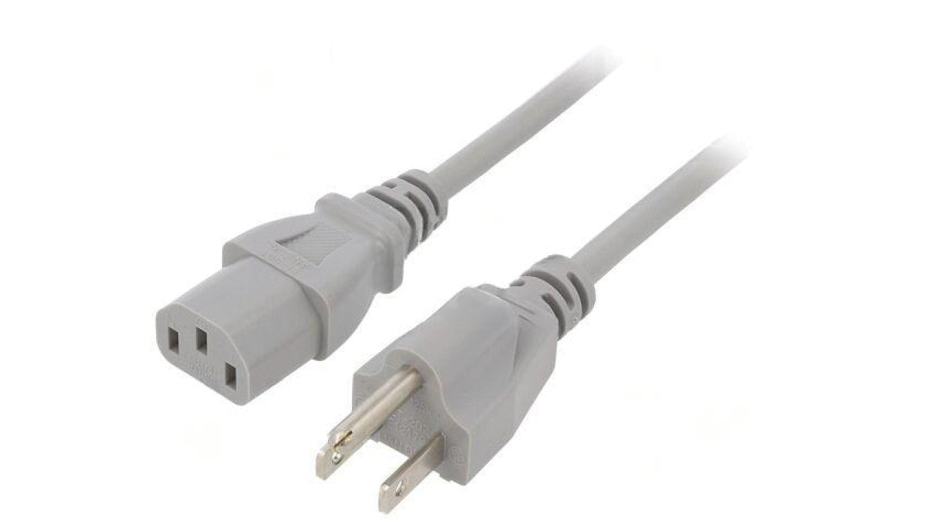 Kabel: 3x18AWG, IEC C13 żeński,NEMA 5-15 (B) wtyk, 3m LT-202+501 SVT 18/3 105C GRY 3M