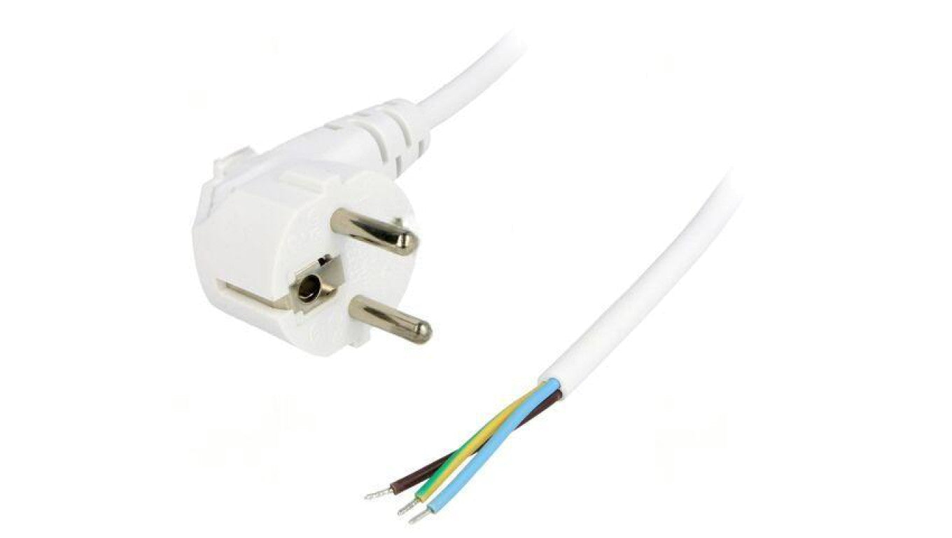 Kabel: 3x0,75mm2, CEE 7/7 (E/F) wtyk kątowy, 3m LT322 H05VV-F 3X0.75 3.0M WHT