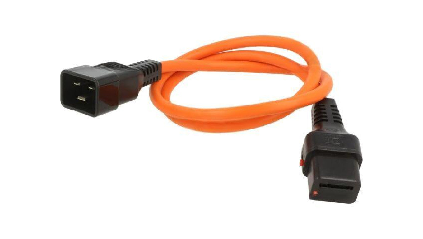 Kabel IEC C19 żeński, IEC C20 męski 1m z blokadą IEC LOCK IL19-C20-H05-3150-100-O