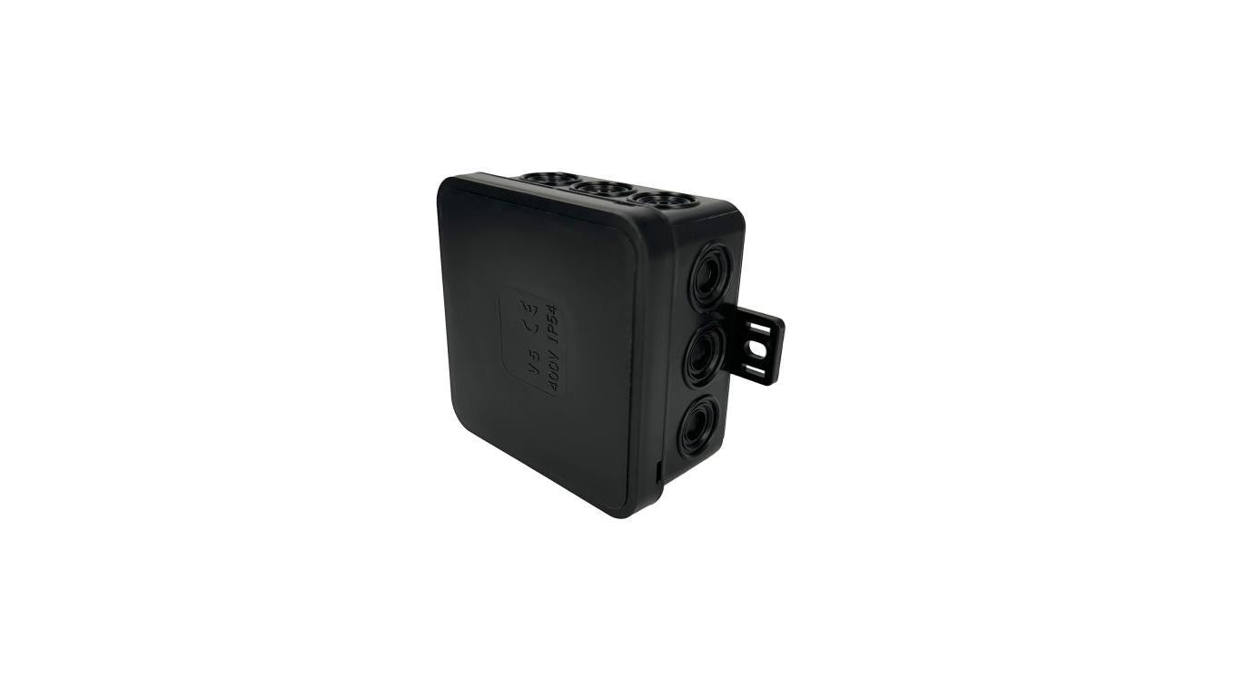 Puszka hermetyczna natynkowa elastyczna 75x75x41mm 12-wlotowa, zamknięcie na klik IP54 czarna EDO