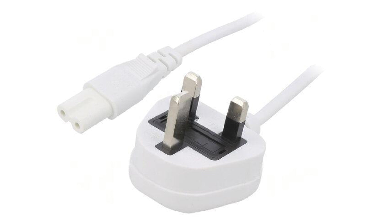 Kabel: 2x0,75mm2, BS 1363 (G) wtyk,IEC C7 żeński, 3m LT-318(3A)+503 2X0.75 WHT 3M