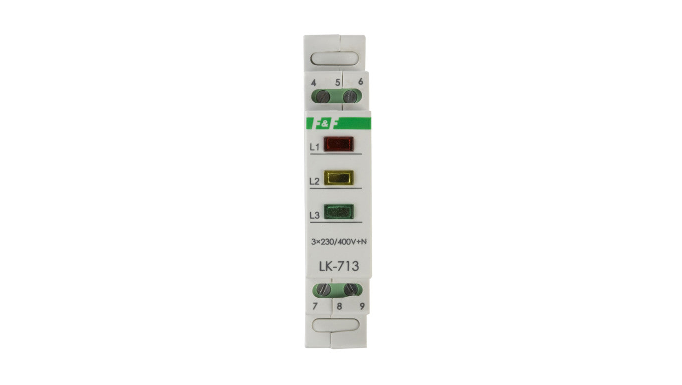 Lampka modułowa 3-fazowa żółta/czerwona/zielona 3x230V+N LK-713K