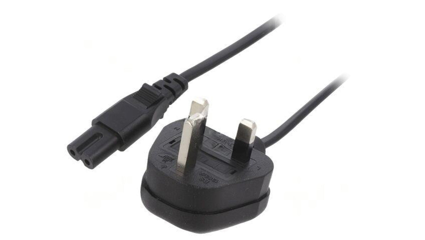 Kabel: 2x0,75mm2, BS 1363 (G) wtyk,IEC C7 żeński, 3m LT-318(3A)+503 2X0.75 BLK 3M