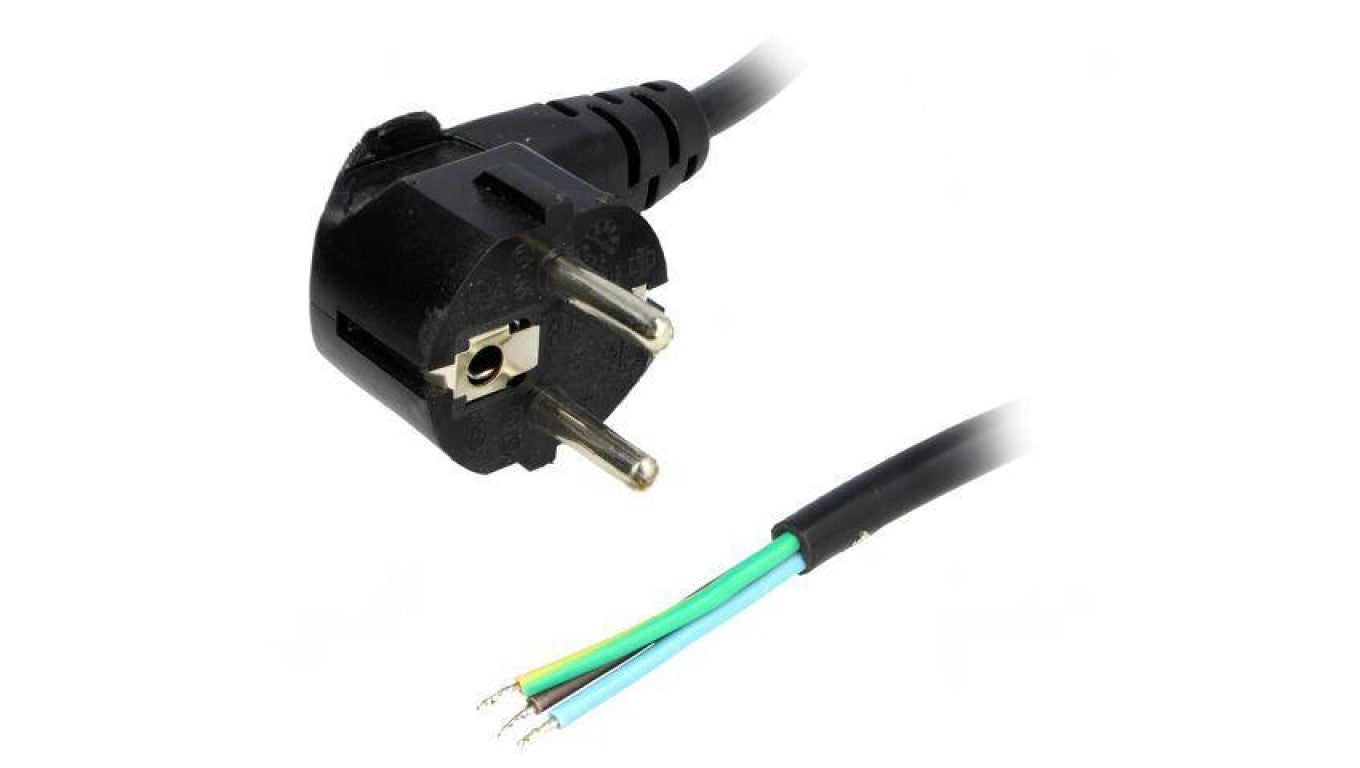Kabel: 3x1mm2, CEE 7/7 (E/F) wtyk kątowy, 1,8m LT322 H05VV-F 3X1.0 1.8M BLK