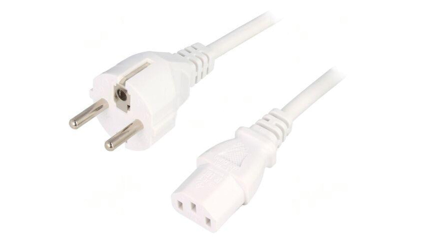 Kabel: 3x1mm2, CEE 7/7 (E/F) wtyk,IEC C13 żeński, 5m LT-312+501 H05VV-F 3X1.0 WHT 5M