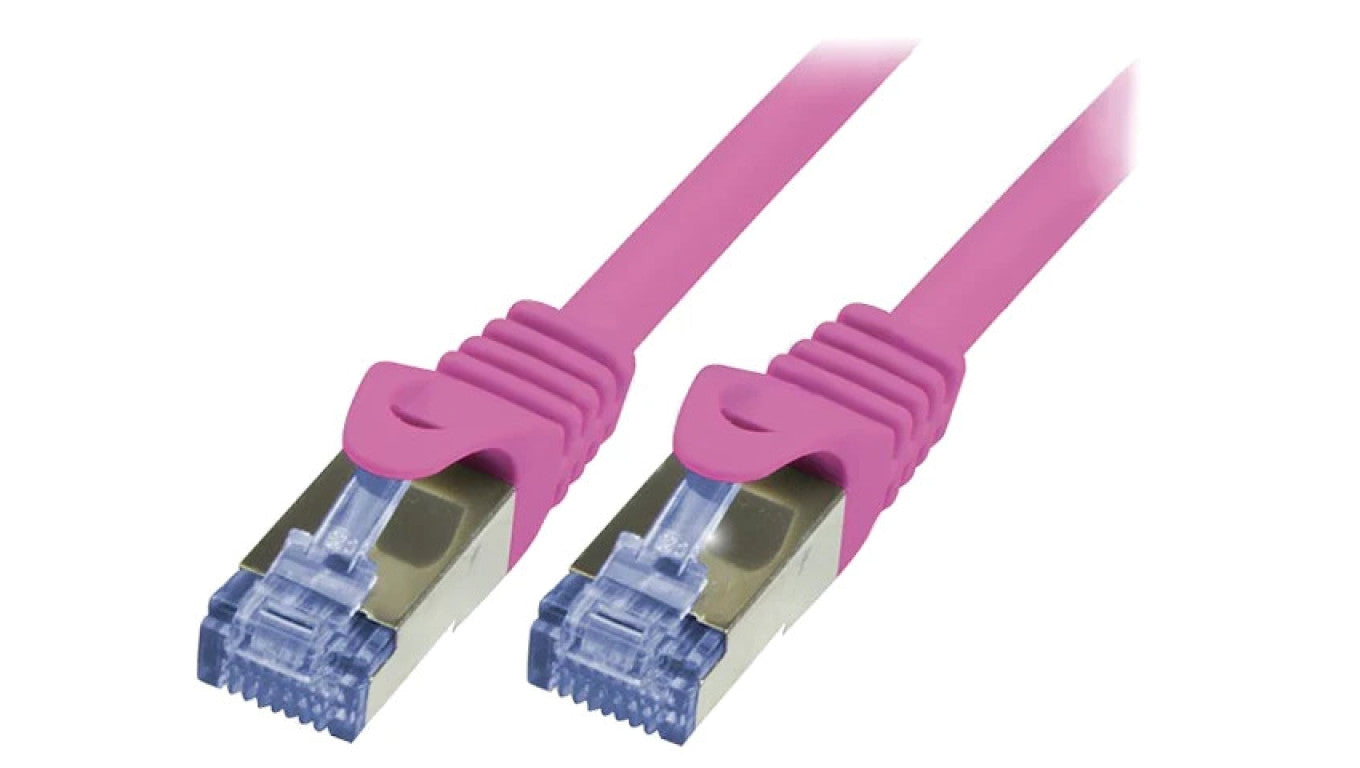 Patch cord S/FTP 6a linka Cu LSZH różowy 5m 26AWG CQ3079S