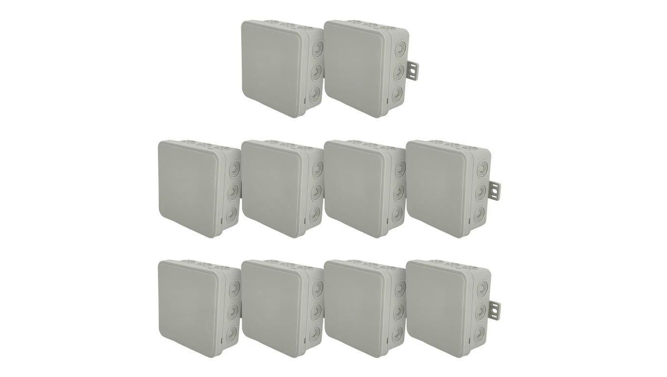 Puszka hermetyczna natynkowa elastyczna 100x100x41mm 12-wlotowa, zamknięcie na klik IP54 szara EDO 10szt