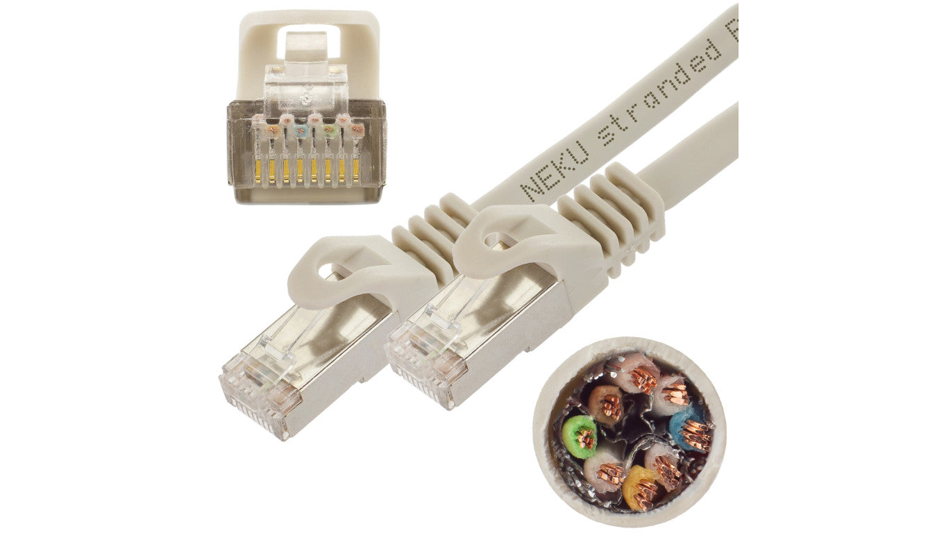 Patchcord S/FTP kat.7 PiMF kabel sieciowy LAN 2x RJ45 linka PoE szary 5m NEKU