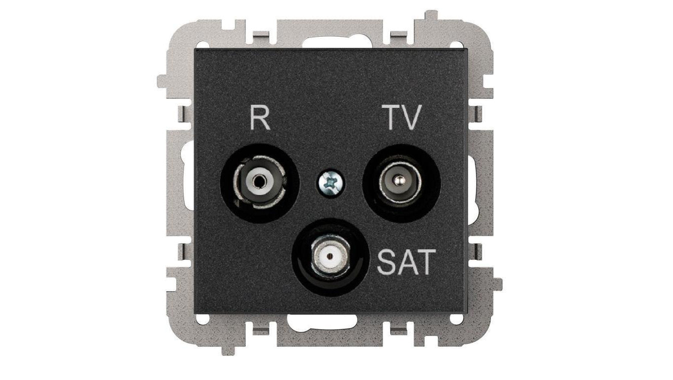 SANTRA Gniazdo antenowe R-TV-SAT końcowe bez ramki podtynkowe czarny 4153-19