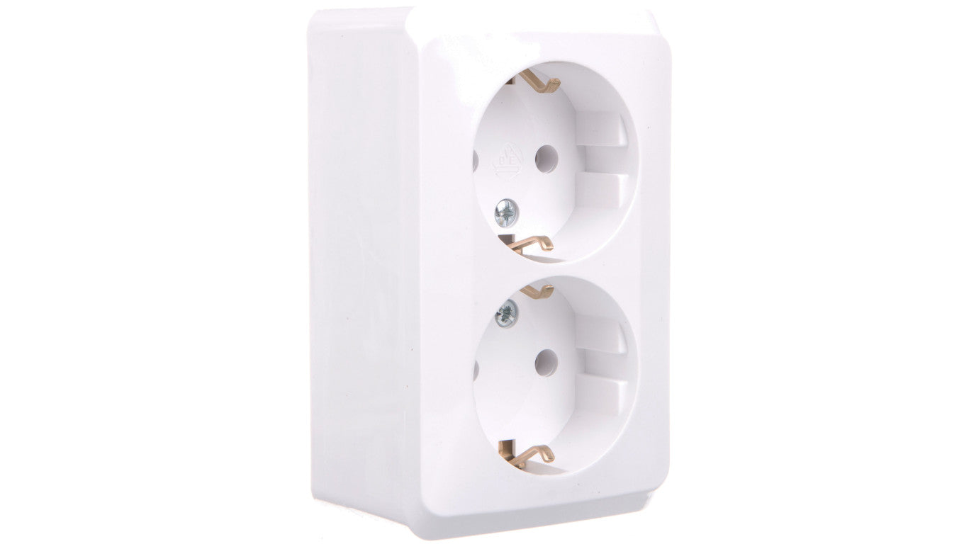 Prima Gniazdo podwójne z/u SCHUKO białe prima WDE001048