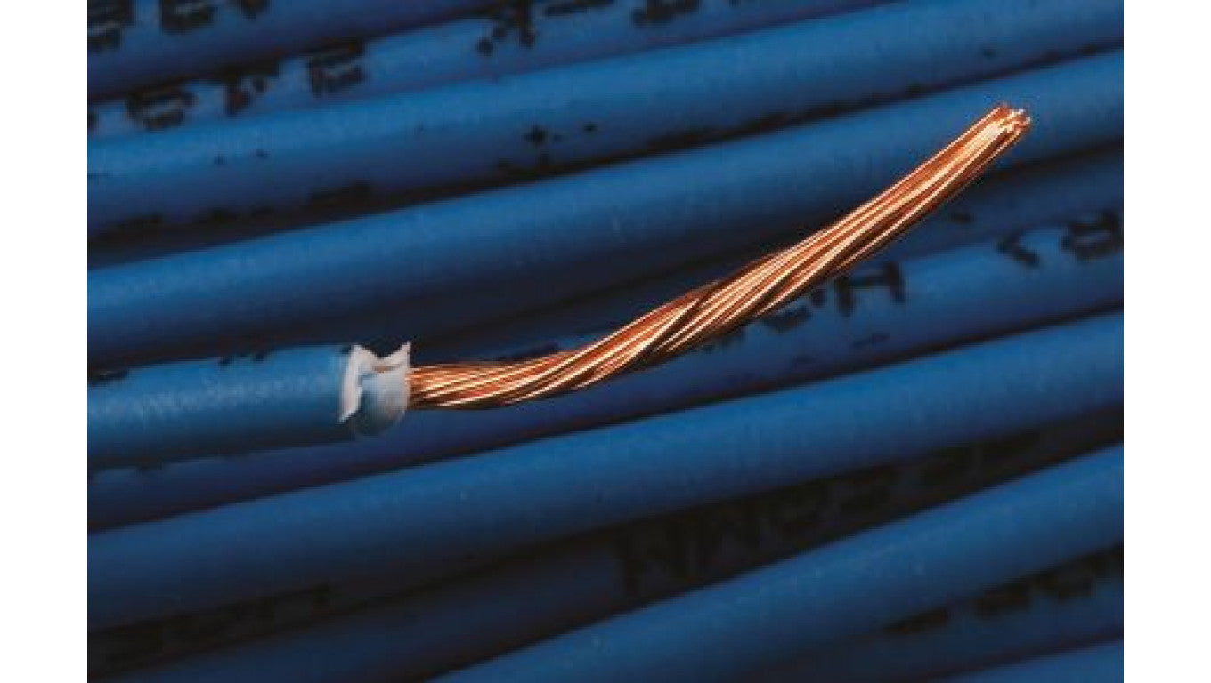 Przewód jednożyłowy linkowy, 2491B, 0,75 mm², 24/0,2 mm, 18 AWG, Bezhalogenowe, 500 V, Niebieski, dł. 100m, RS PRO