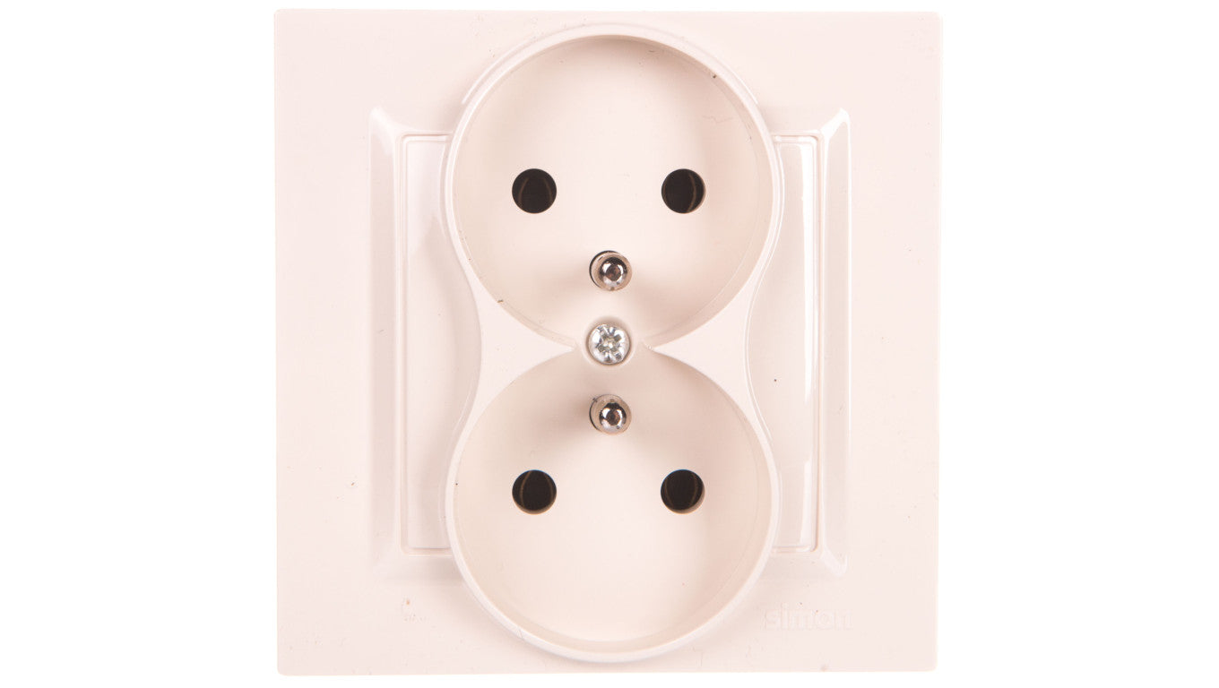 Simon 10 Gniazdo podwójne z/u MONOBLOCK 16A, 250V krem CGZ2/41
