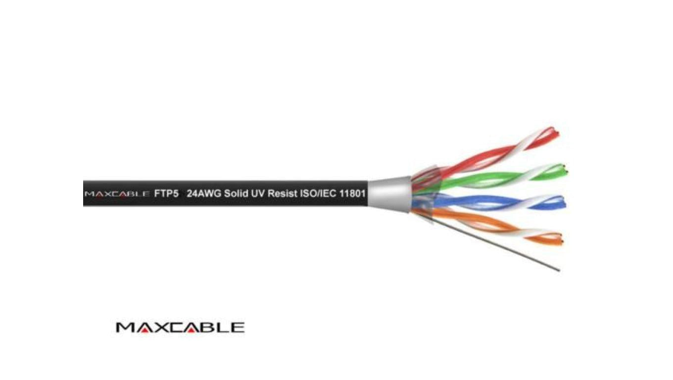 Przewód FTP5 drut CCA UV czarny 305m MAXCABLE