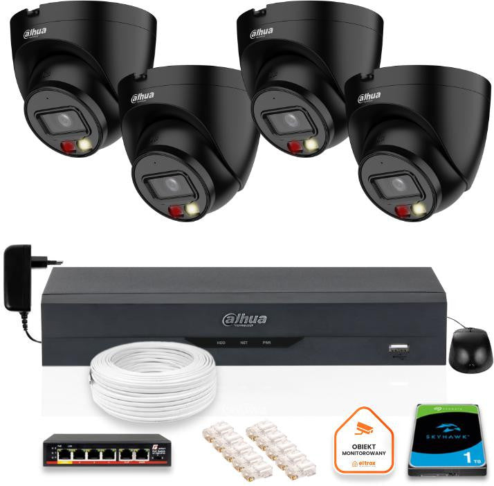 Zestaw monitoringu IP Dahua 4 Kamery IP 4mpx dysk twardy