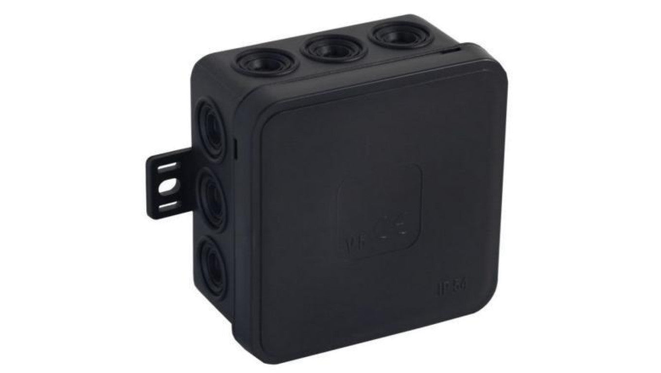 Puszka natynkowa pusta 12 wlotów VIPLAST V5 klik CZARNA IP54 75x75x41mm 035-05