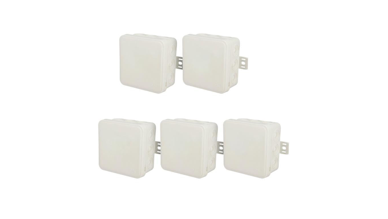 Puszka hermetyczna natynkowa elastyczna 100x100x41mm 12-wlotowa, zamknięcie na klik IP54 biała EDO 5 szt.