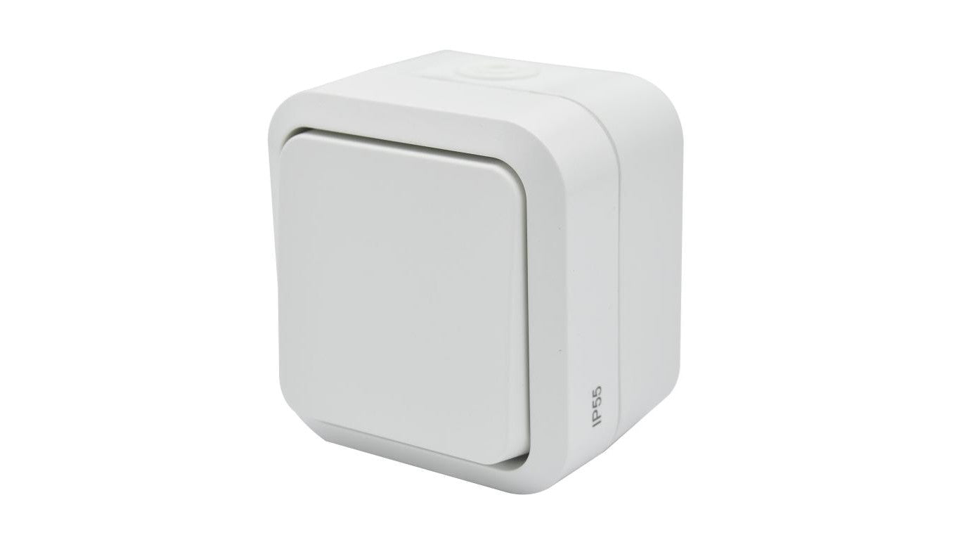Łącznik zwierny dzwonek pojedynczy natynkowy Aqua Pro IP55 biały / 60222