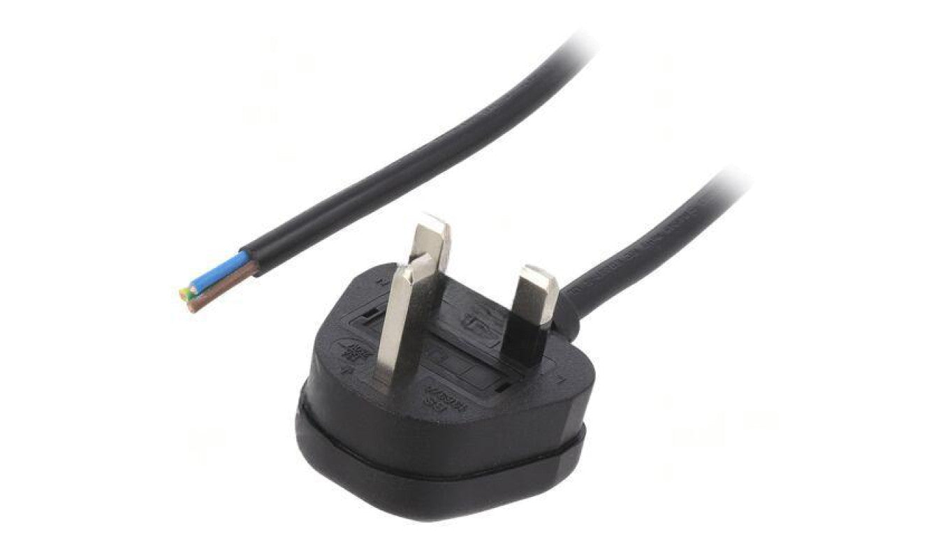 Kabel: 3x1mm2, BS 1363 (G) wtyk, 1m, 13A LT-318(3A) 3X1.0 BLK 1M END CUT