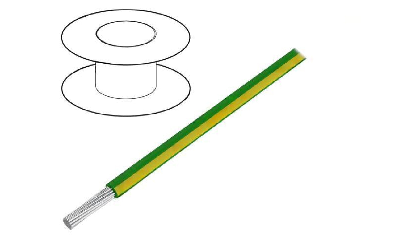 Przewód HookUp Wire linka Cu d: 16AWG PVC zielono-żółty 300V 305m 3057 GY001