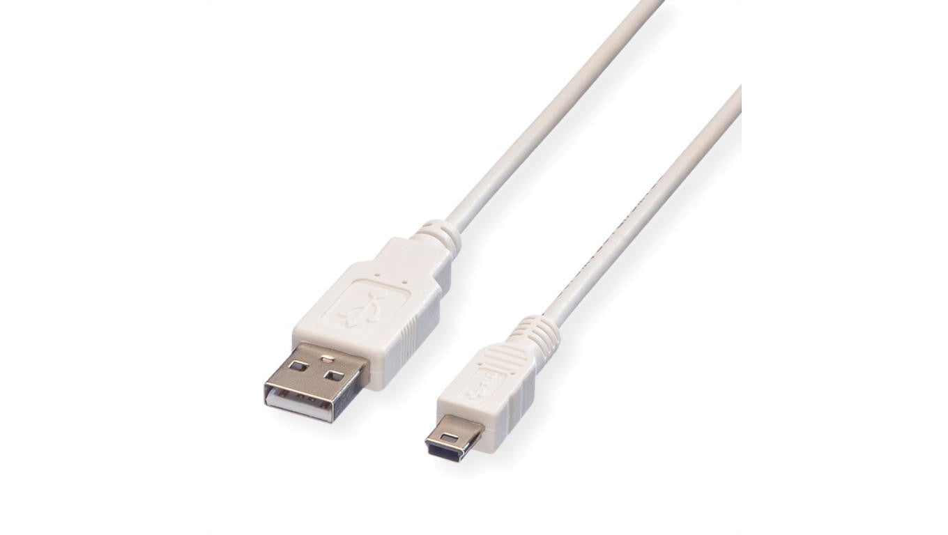 Kabel VALUE USB 2.0, Typ A - 5-Pin Mini, Typ A 5-Pin Mini, biały, 3 m