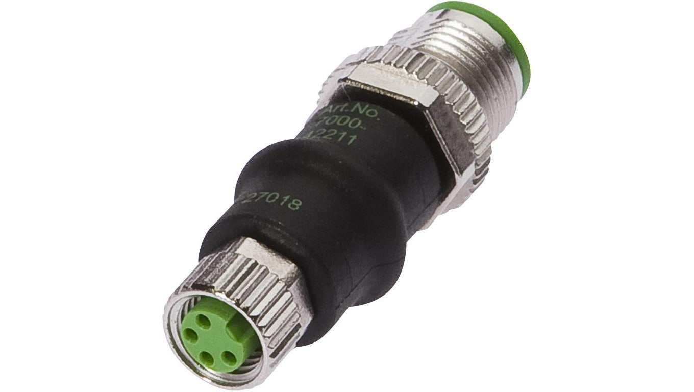 Adapter, M8 żeński 4-PIN prosty, M12 męski 4-PIN prosty, 24V, -25-85C, IP67 VK000040