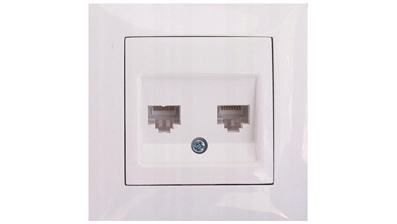 Wesa Gniazdo telefoniczne RJ11 + gniazdo komputerowe RJ45 kat. 5e białe LC-42