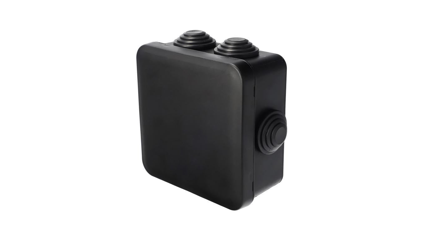 Puszka hermetyczna 85x85x45mm natynkowa z dławikami,bezhalogenowa, odporna na UV, zamknięcie na klik IP55 czarny