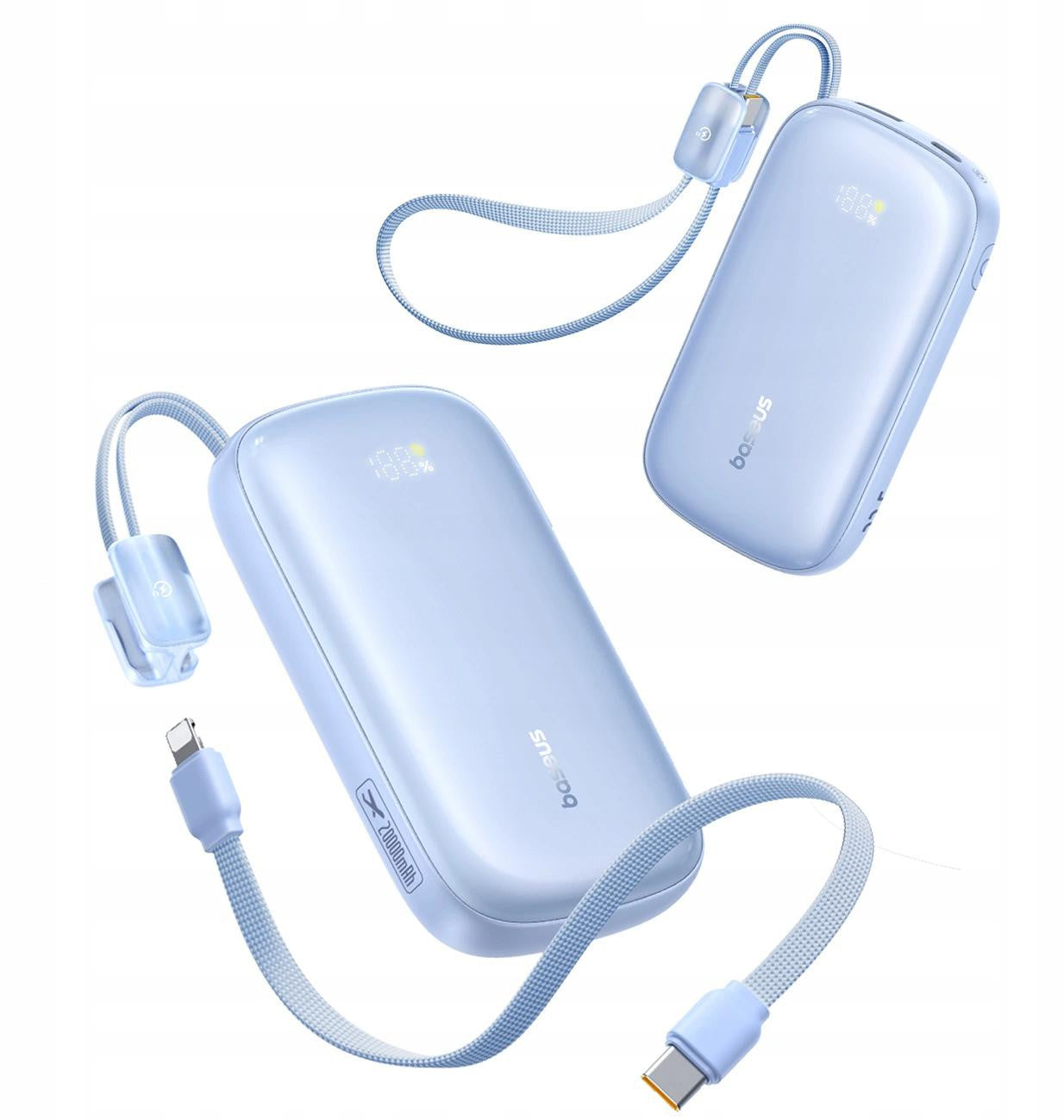 Powerbank Baseus EnerFill FC21 20000 mAh 22,5 W USB-A USB-C niebieski z odłączanym kablem Lightning