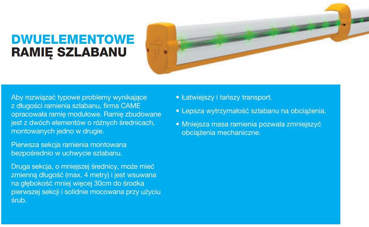 Szlaban CAME GARD GT8 - zestaw do 8 metrów