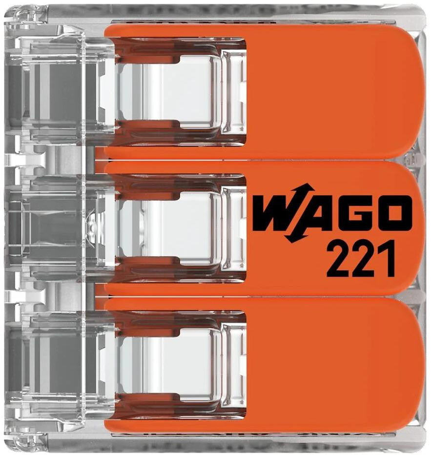 Szybkozłączka uniwersalna LINKA/DRUT 3x 0,2-4mm2 WAGO 221-413 (Paczka 50szt.)