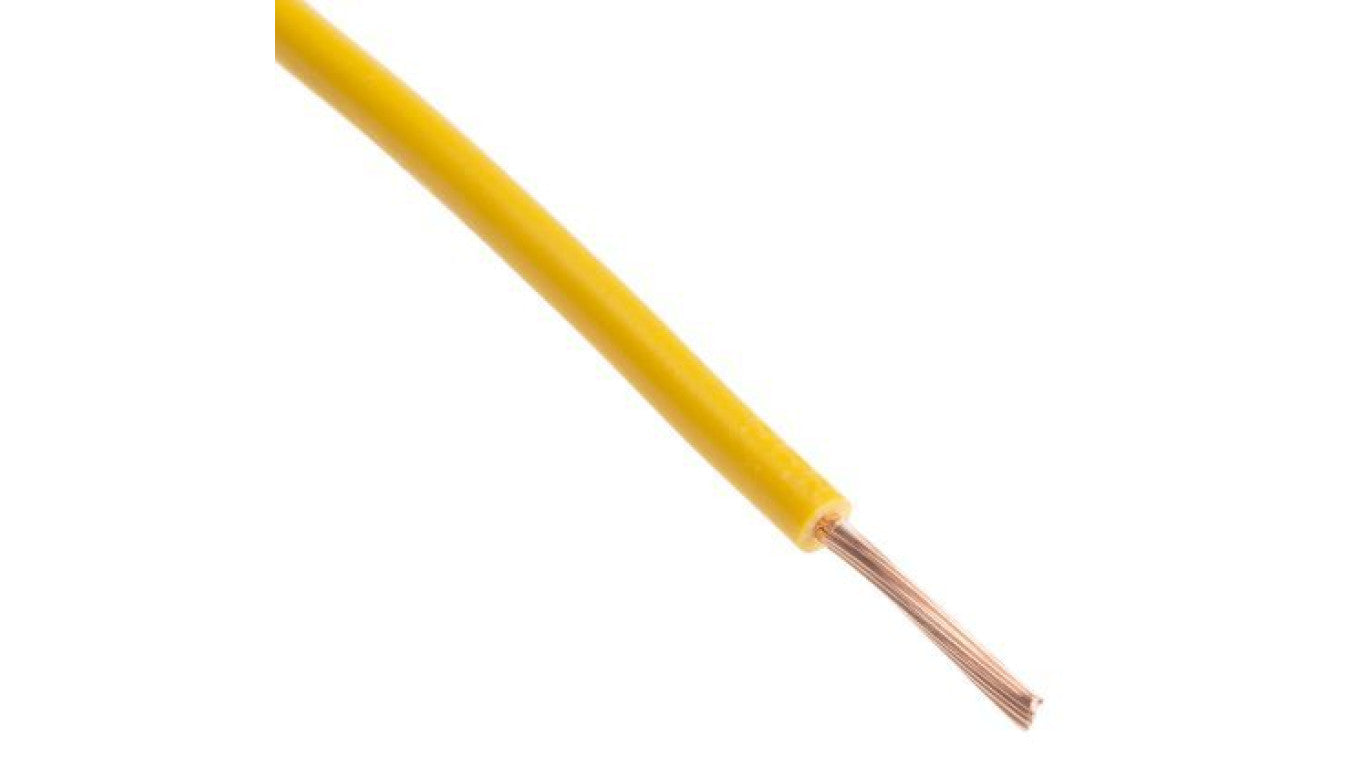 Przewód jednożyłowy linkowy, 2491X, 1 mm², 32/0,2 mm, 17 AWG, PVC, 500 V, Żółty, dł. 100m, RS PRO