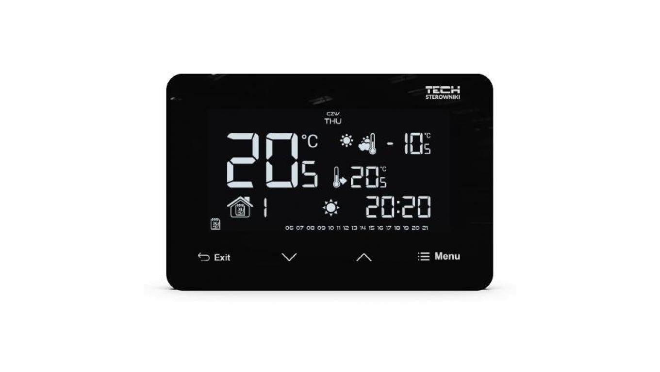 TECH ST-293Z V3 - Regulator pokojowy przewodowy dwustanowy kolor czarny zasilany 230V