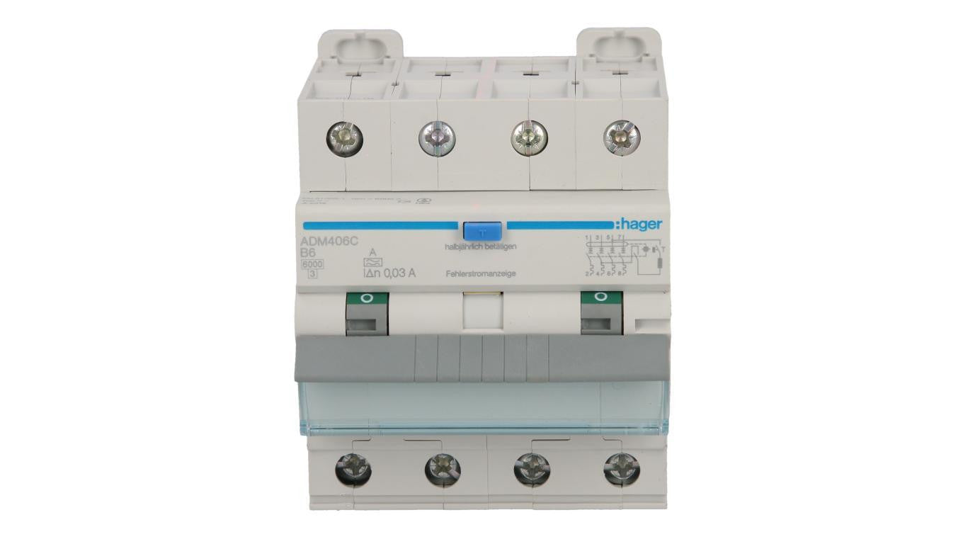 Wyłącznik różnicowo-nadprądowy RCBO 4P B6A 0,03A Typ A 6kA RCBO ADM406C