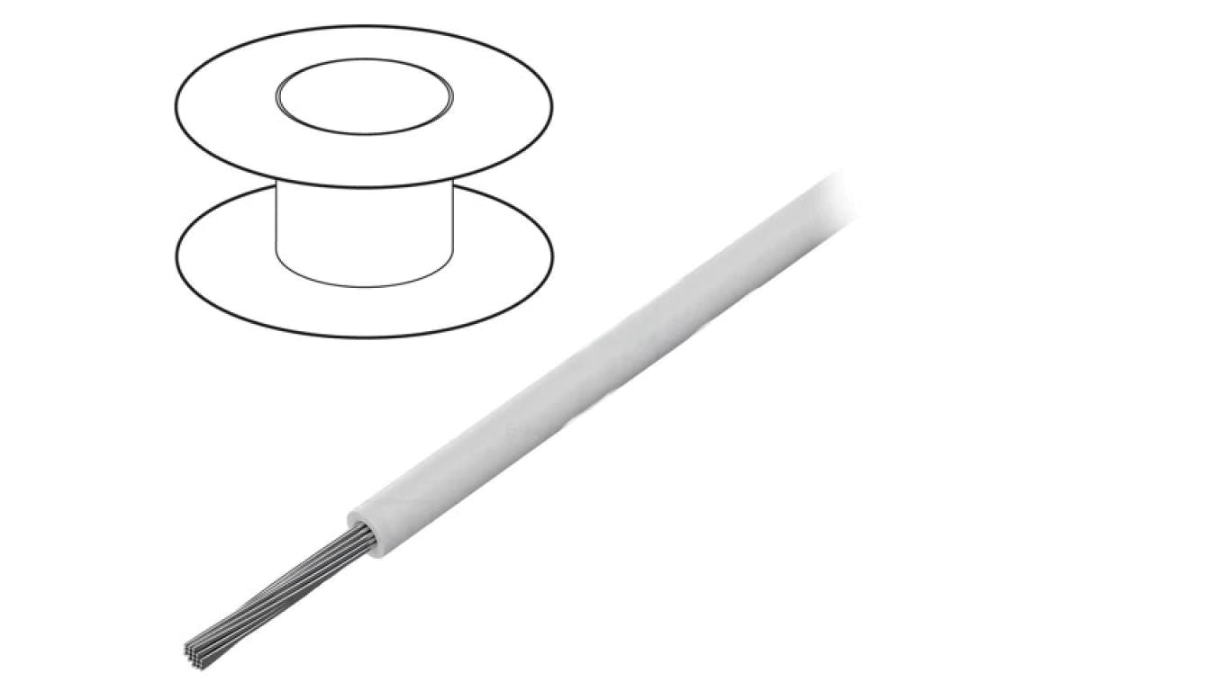 Przewód na rolce o długości 30,5m linka Cu, 300V PVC biały 16 AWG 3254 WH005