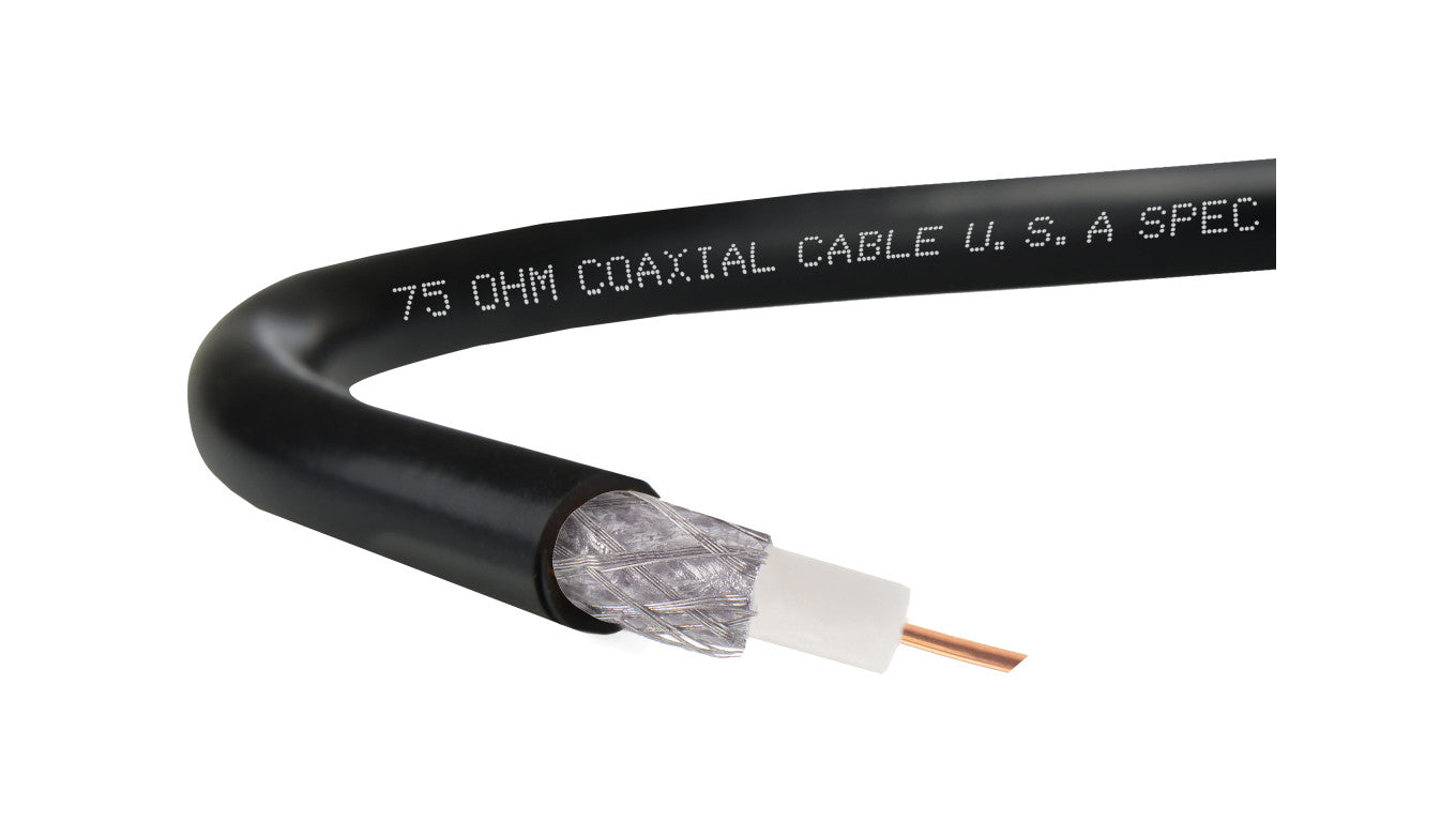 Przewód antenowy zewnętrzny żelowany 75ohm RG 6 1,0/4,8/7,0 Cu czarny /305m/