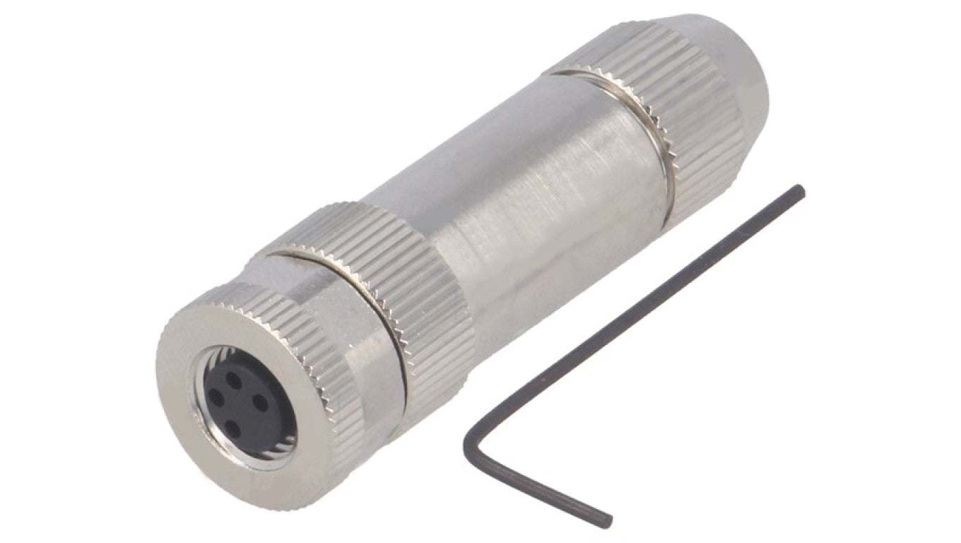 Złącze okrągłe M8 żeńskie proste ekranowane na zacisk 4-PIN 30V T4010019041-000