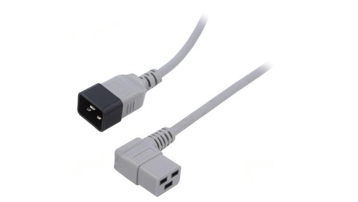 Kabel: 3x1,5mm2, IEC C19 żeński kątowy,IEC C20 męski, 5m LT-549R+550 H05VV-F 3X1.5 5M GRY