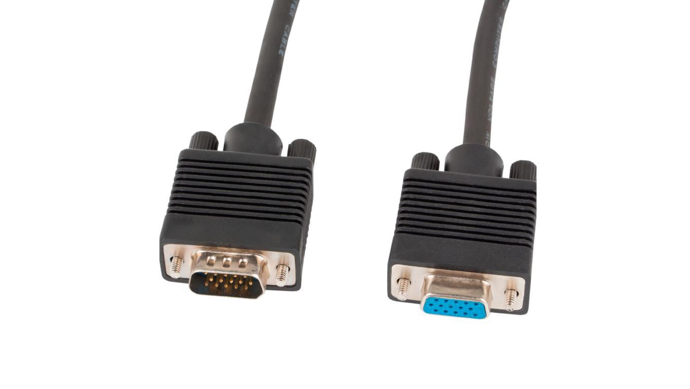 Kabel przedłużacz SVGA (D-Sub 15-pin) FHD@60 czarny wtyk/gniazdo 3m LANBERG