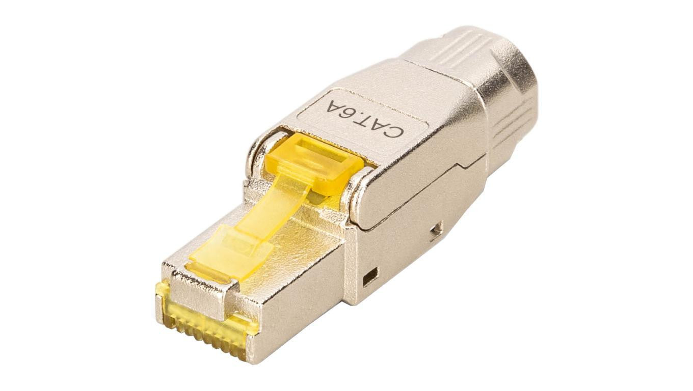 Wtyk modularny RJ45 kat.6A, PoE++, 10GbE, ekranowany, metalowy, beznarzędziowy, AWG 27-22,linka/drut DN-93638