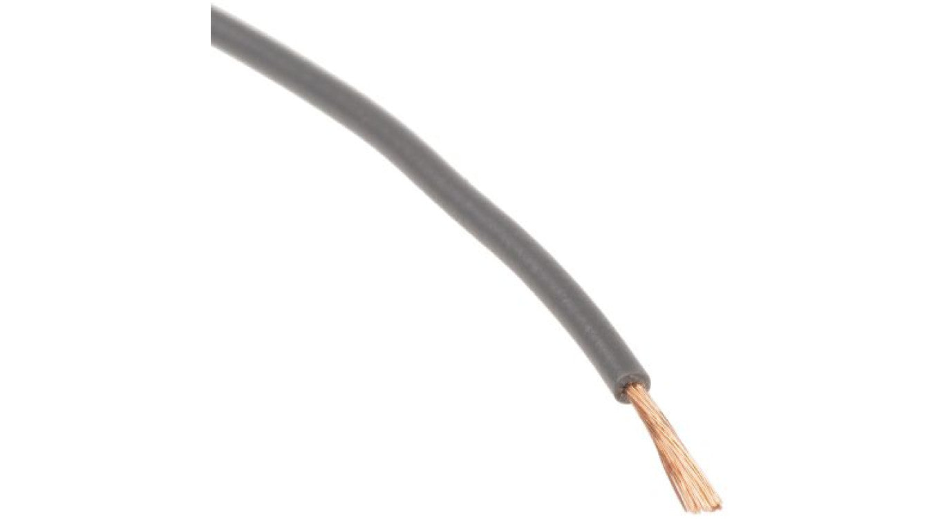 Przewód jednożyłowy linkowy, Przewód do urządzeń, 0,26 mm², 3/0,07 mm, 23 AWG, PVC, 250 V, Szary, dł. 100m, RS PRO
