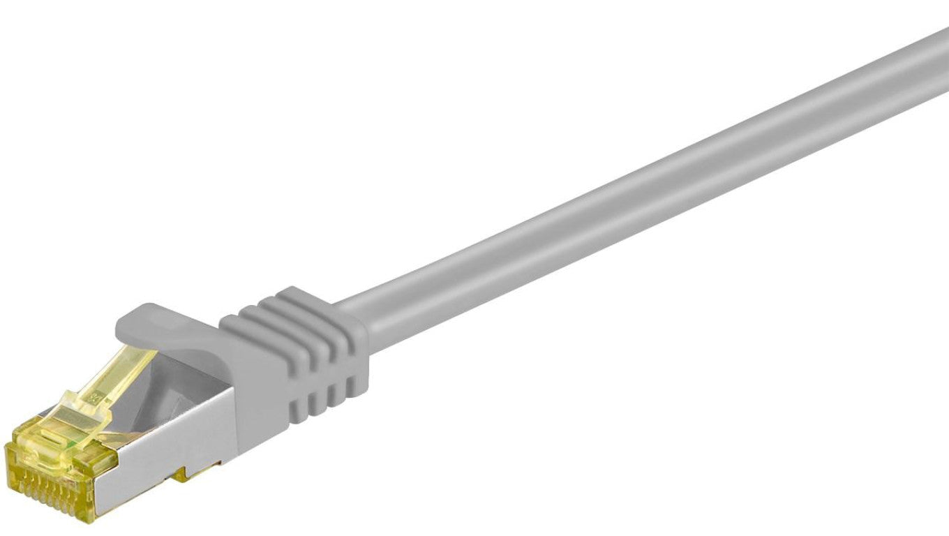 RJ45 patchkabel, CAT 6A S/FTP (PiMF), 500 MHz z CAT 7 kable surowym, Szary - Długość kabla 30 m