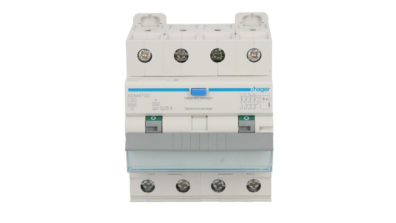 Wyłącznik różnicowo-nadprądowy RCBO 4P C20A 0,03A Typ A 6kA RCBO ADM470C