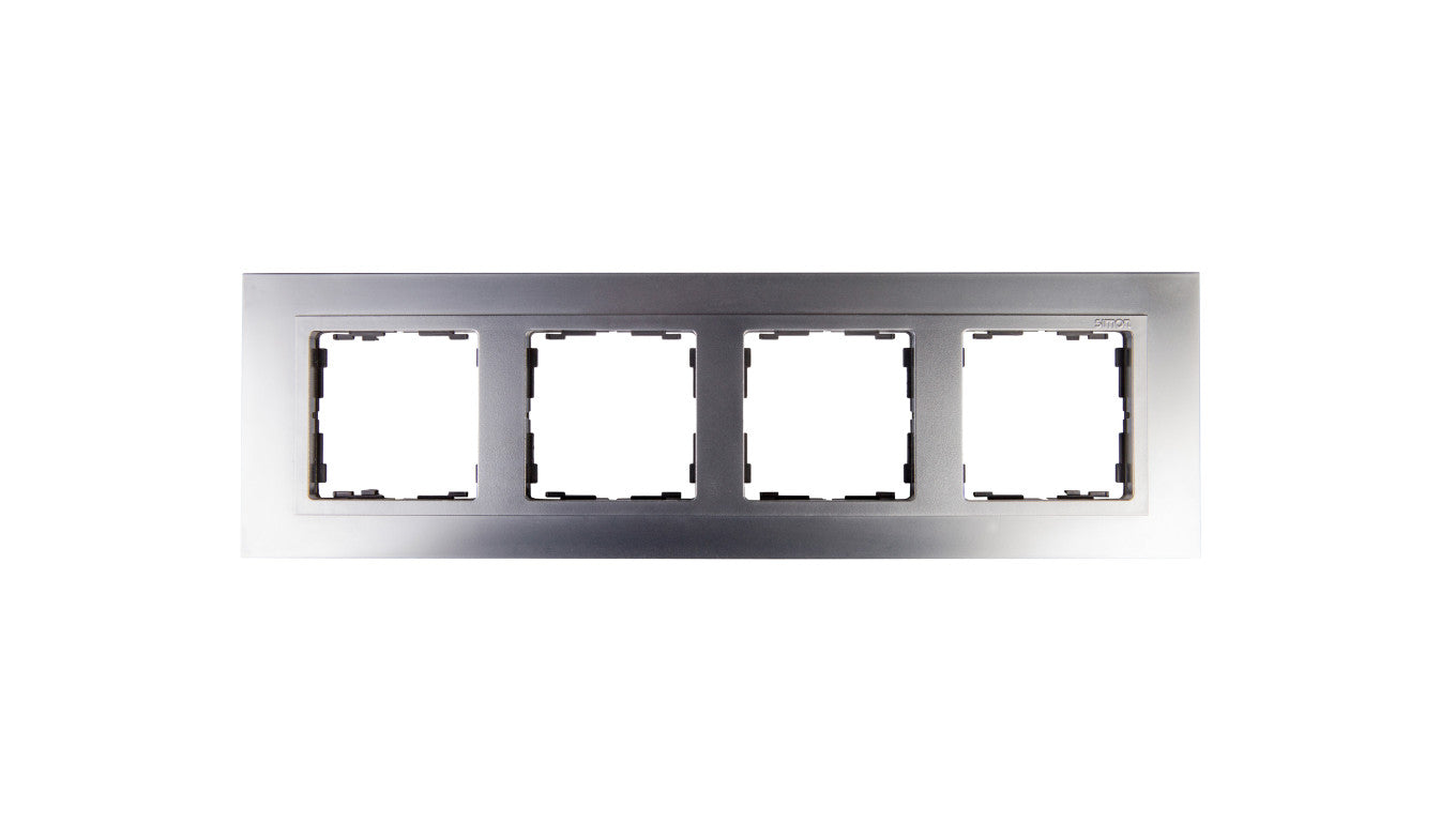 Simon 82 Ramka poczwórna pozioma metalowa aluminium/ ramka pośrednia aluminium mat 82947-33