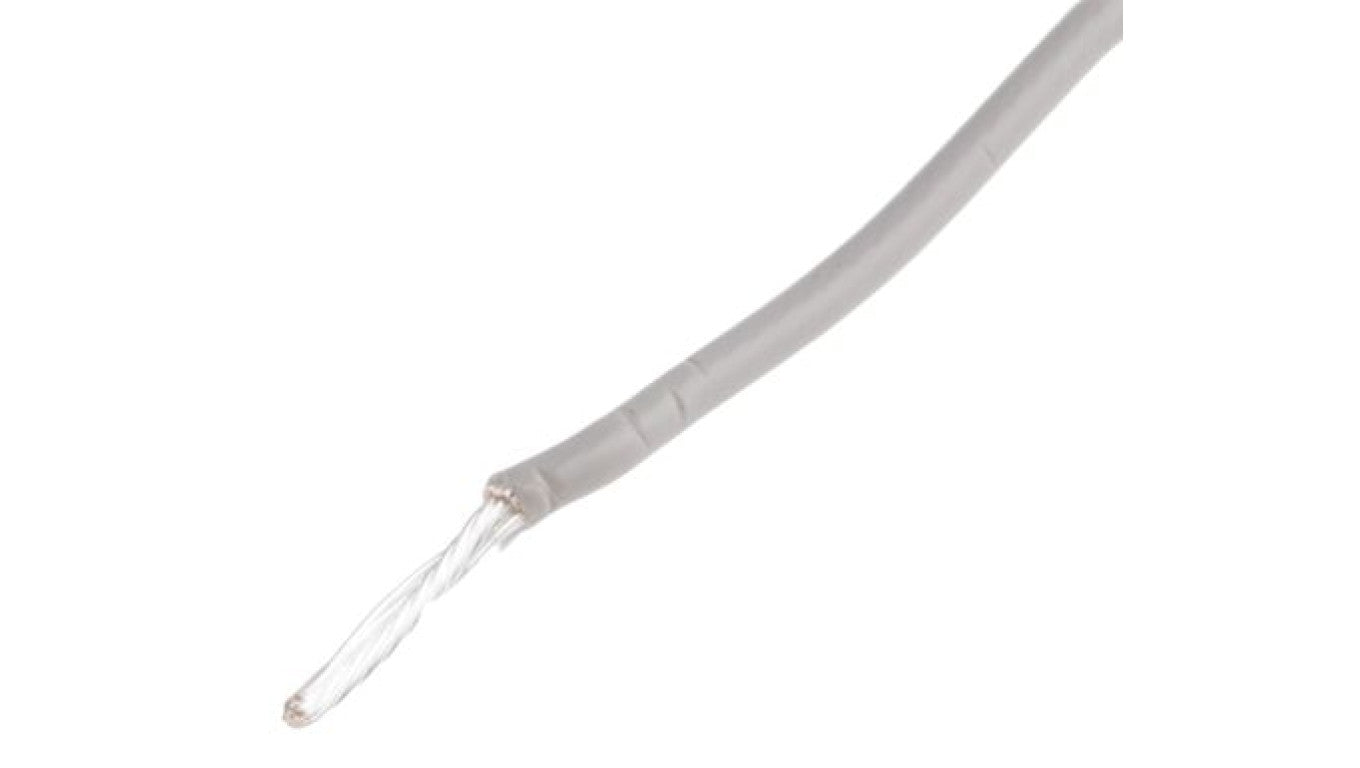 Przewód do urządzeń PTFE PTFE Szary, 100m 0,6 mm² 19/0,2 mm, 300 V, -75 → +200C, Ø 1.35mm, RS PRO BS3G210