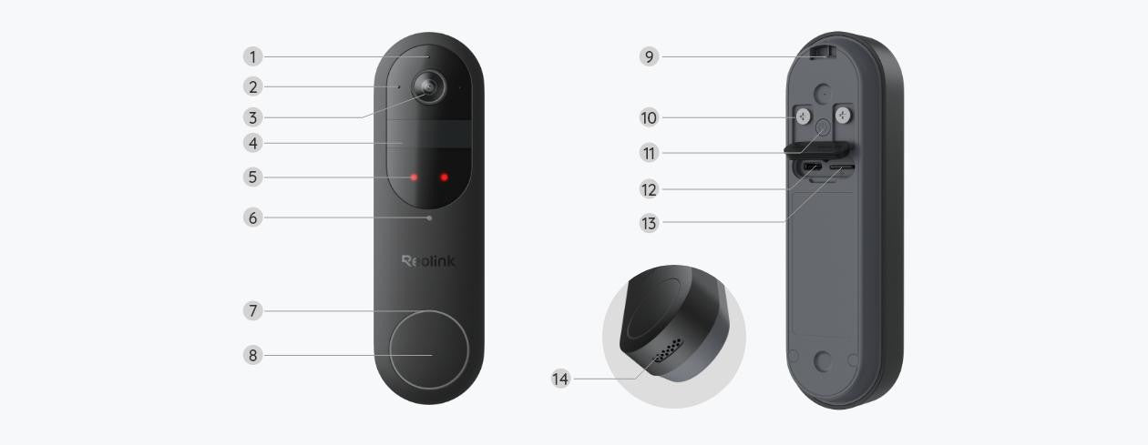 Inteligentny dzwonek Reolink D340B z baterią Wi-Fi 2K 4MP